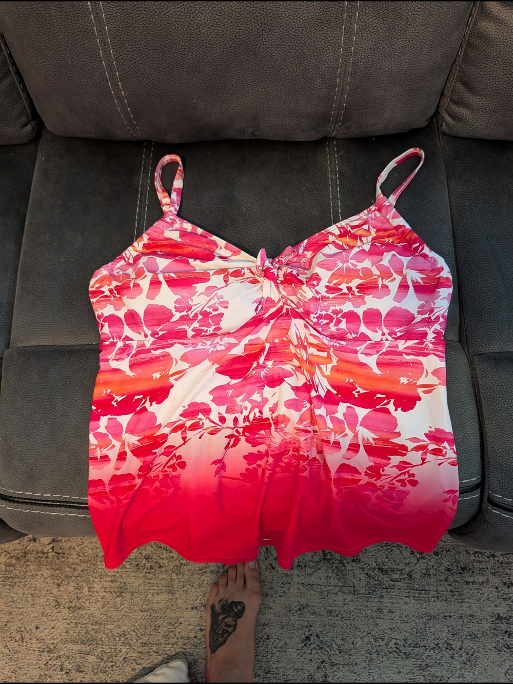 Floral Ombre Women's Swim Tankini Top And Matching Swim Skirt.